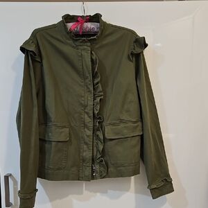 Torrid Olive Utility Jacket with Ruffle Detail